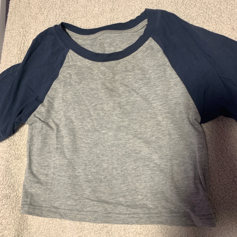 Gray and Navy Raglan Sleeve Shirt